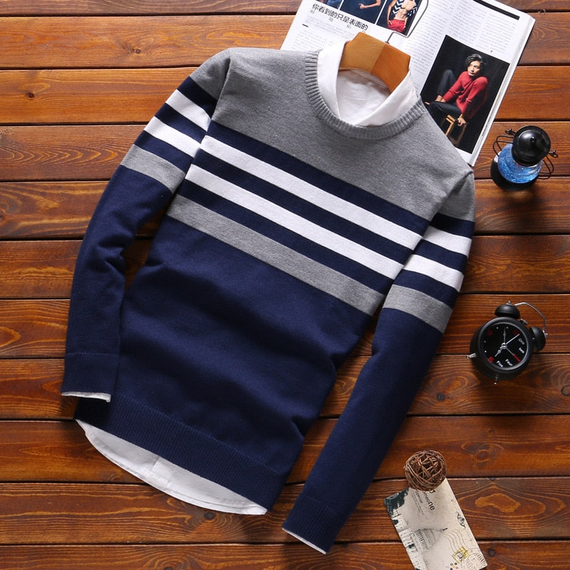 fashion Stitching Men's Sweaters Male Knitwear sweater warm patchwork Round Collar clothing cotton casual wool pullovers 2020