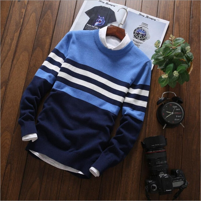 fashion Stitching Men's Sweaters Male Knitwear sweater warm patchwork Round Collar clothing cotton casual wool pullovers 2020