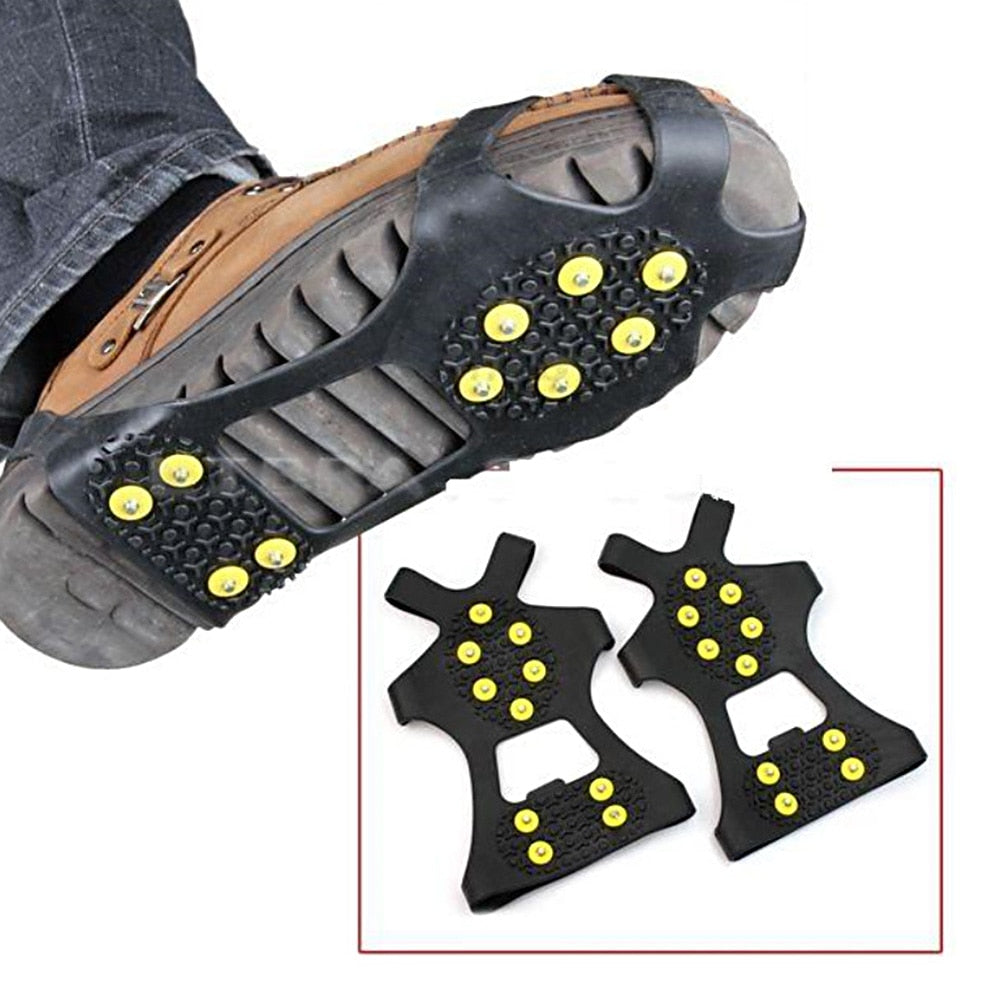 1 Pair S M L 10 Studs Anti-Skid Snow Ice Climbing Shoe Spikes Ice Grips Cleats Crampons Winter Climbing Anti Slip Shoes Cover