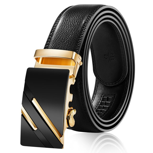 2020 leather Quality Automatic Buckle black Belts Cummerbunds cinturon hombre Men Belt Male Genuine Leather Strap Belts For Men