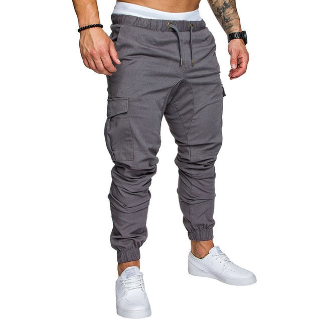 ASALI Solid Sweatpants Men Joggers Multi-pocket Pants Autunm 2020 New Fashion Long Trousers Male Elastic Waist Men's Sportswear