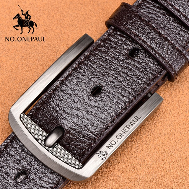 NO.ONEPAUL Genuine Leather For Men High Quality Black Buckle Jeans Belt Cowskin Casual Belts Business Belt Cowboy waistband