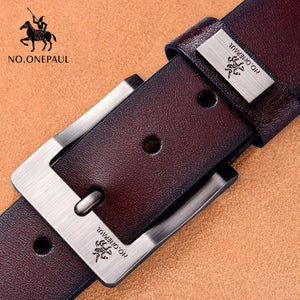 NO.ONEPAUL Genuine Leather For Men High Quality Black Buckle Jeans Belt Cowskin Casual Belts Business Belt Cowboy waistband