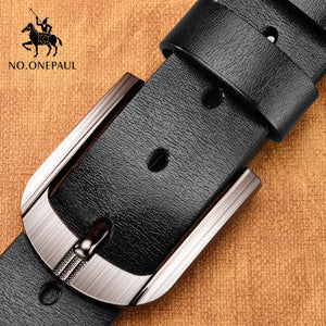 NO.ONEPAUL Genuine Leather For Men High Quality Black Buckle Jeans Belt Cowskin Casual Belts Business Belt Cowboy waistband