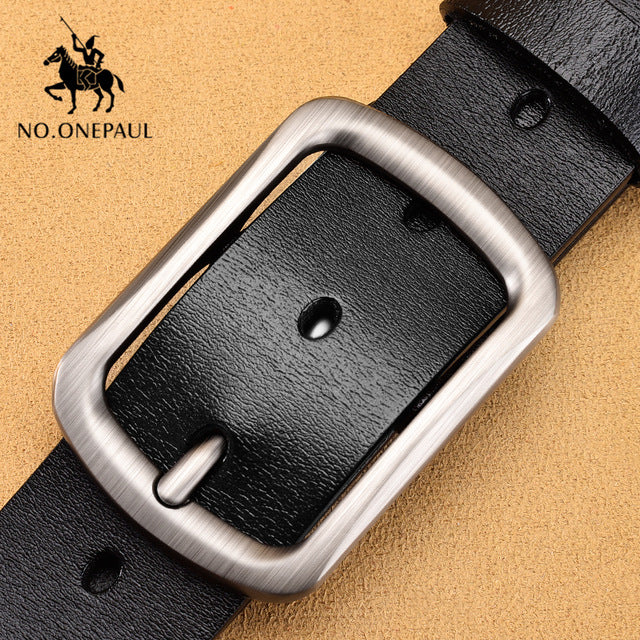 NO.ONEPAUL Genuine Leather For Men High Quality Black Buckle Jeans Belt Cowskin Casual Belts Business Belt Cowboy waistband