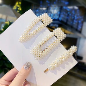 2020 Ins Fashion 1Set Women Girls Cute Pearls Hair Clips Sweet Headwear Hair Ornament Hairpin Barrette Headband Hair Accessories