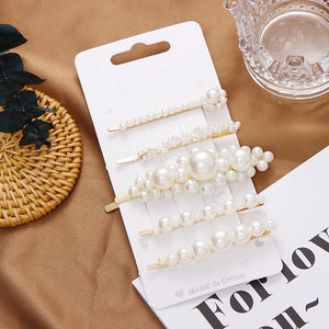 2020 Ins Fashion 1Set Women Girls Cute Pearls Hair Clips Sweet Headwear Hair Ornament Hairpin Barrette Headband Hair Accessories