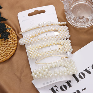 2020 Ins Fashion 1Set Women Girls Cute Pearls Hair Clips Sweet Headwear Hair Ornament Hairpin Barrette Headband Hair Accessories