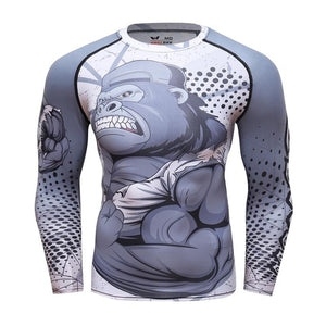 2020 Men's Fitness t-shirt Compression O-Neck Long sleeves T Shirt Animal 3D Prints MMA Rashguard Tights bodybuilding Man T-Shirt