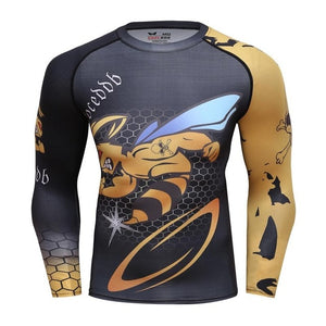 2020 Men's Fitness t-shirt Compression O-Neck Long sleeves T Shirt Animal 3D Prints MMA Rashguard Tights bodybuilding Man T-Shirt