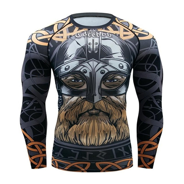 2020 Men's Fitness t-shirt Compression O-Neck Long sleeves T Shirt Animal 3D Prints MMA Rashguard Tights bodybuilding Man T-Shirt