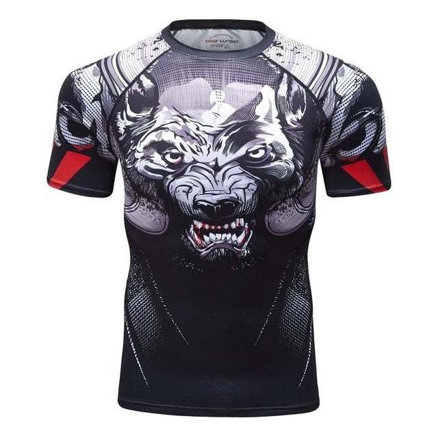 2020 Men's Fitness t-shirt Compression O-Neck Long sleeves T Shirt Animal 3D Prints MMA Rashguard Tights bodybuilding Man T-Shirt