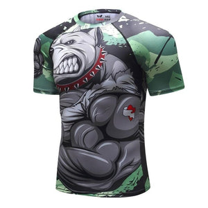 2020 Men's Fitness t-shirt Compression O-Neck Long sleeves T Shirt Animal 3D Prints MMA Rashguard Tights bodybuilding Man T-Shirt