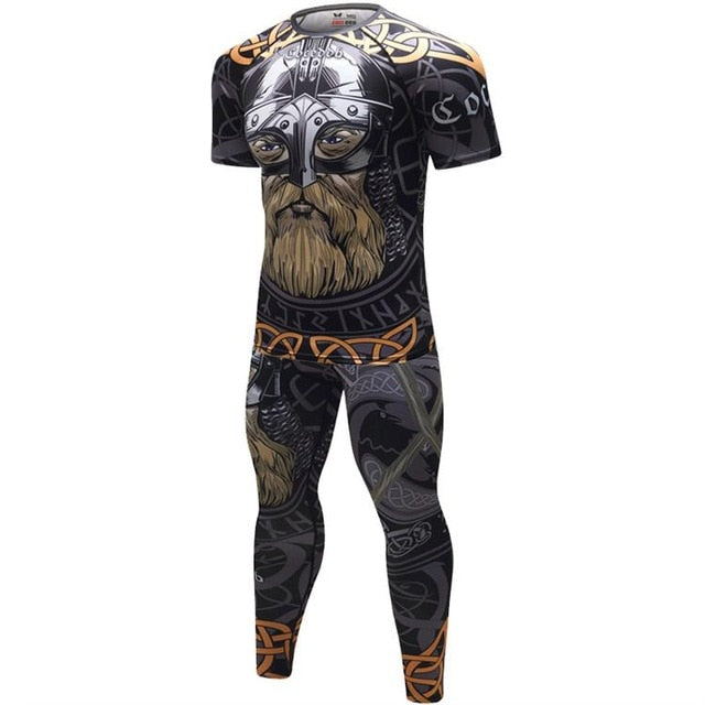 2020 Men's Fitness t-shirt Compression O-Neck Long sleeves T Shirt Animal 3D Prints MMA Rashguard Tights bodybuilding Man T-Shirt