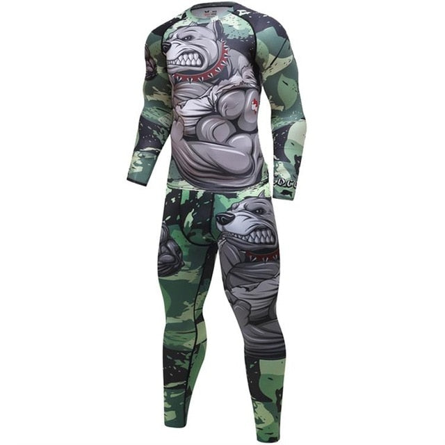 2020 Men's Fitness t-shirt Compression O-Neck Long sleeves T Shirt Animal 3D Prints MMA Rashguard Tights bodybuilding Man T-Shirt