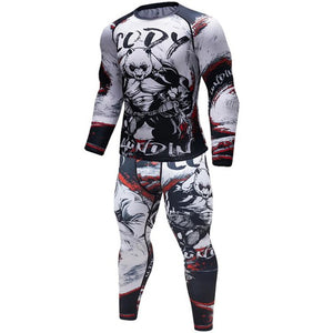 2020 Men's Fitness t-shirt Compression O-Neck Long sleeves T Shirt Animal 3D Prints MMA Rashguard Tights bodybuilding Man T-Shirt