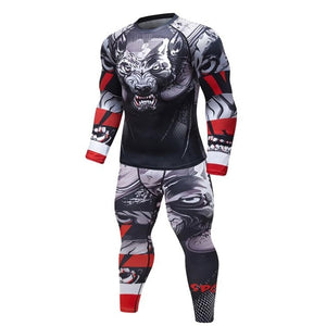 2020 Men's Fitness t-shirt Compression O-Neck Long sleeves T Shirt Animal 3D Prints MMA Rashguard Tights bodybuilding Man T-Shirt