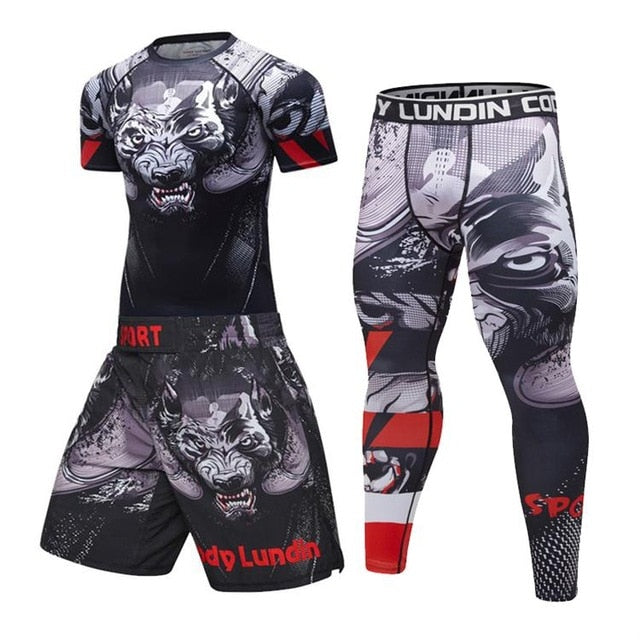 2020 Men's Fitness t-shirt Compression O-Neck Long sleeves T Shirt Animal 3D Prints MMA Rashguard Tights bodybuilding Man T-Shirt