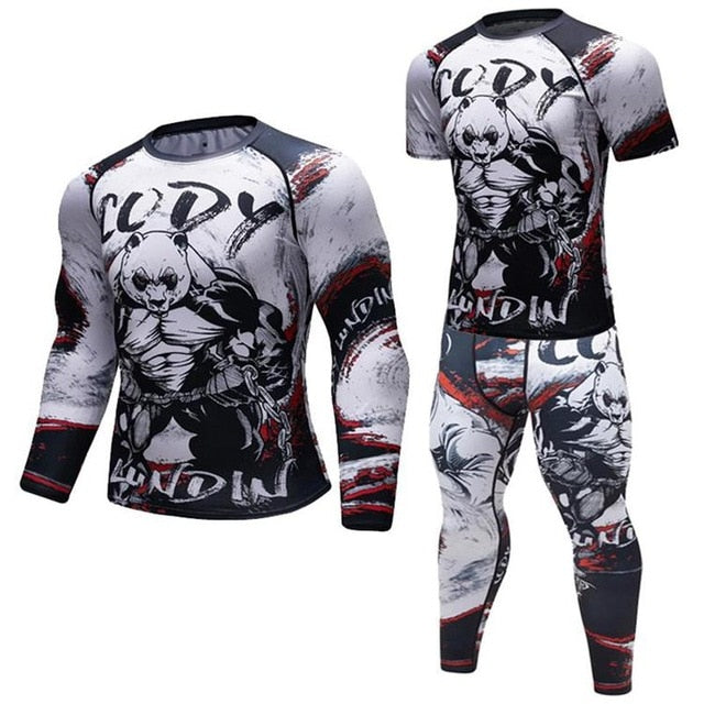 2020 Men's Fitness t-shirt Compression O-Neck Long sleeves T Shirt Animal 3D Prints MMA Rashguard Tights bodybuilding Man T-Shirt