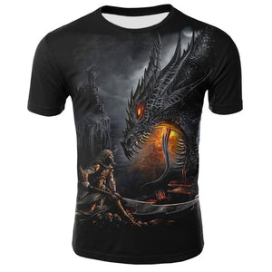 2020 Men's T Shirt Summer Casual O-Neck Short Sleeve Tops Tees Cool Dragons Print T-shirt Streetwear Funny Male Clothing