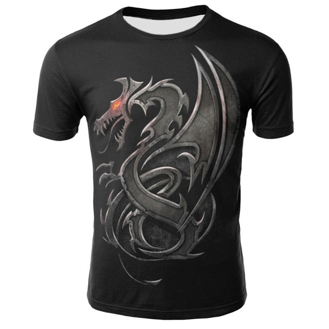 2020 Men's T Shirt Summer Casual O-Neck Short Sleeve Tops Tees Cool Dragons Print T-shirt Streetwear Funny Male Clothing