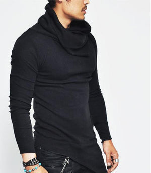 2020 Men's High-necked Sweaters Irregular Design Top Male Sweater Solid Color Mens Casual Sweater Pullover Sweaters For Mens