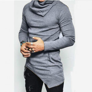 2020 Men's High-necked Sweaters Irregular Design Top Male Sweater Solid Color Mens Casual Sweater Pullover Sweaters For Mens