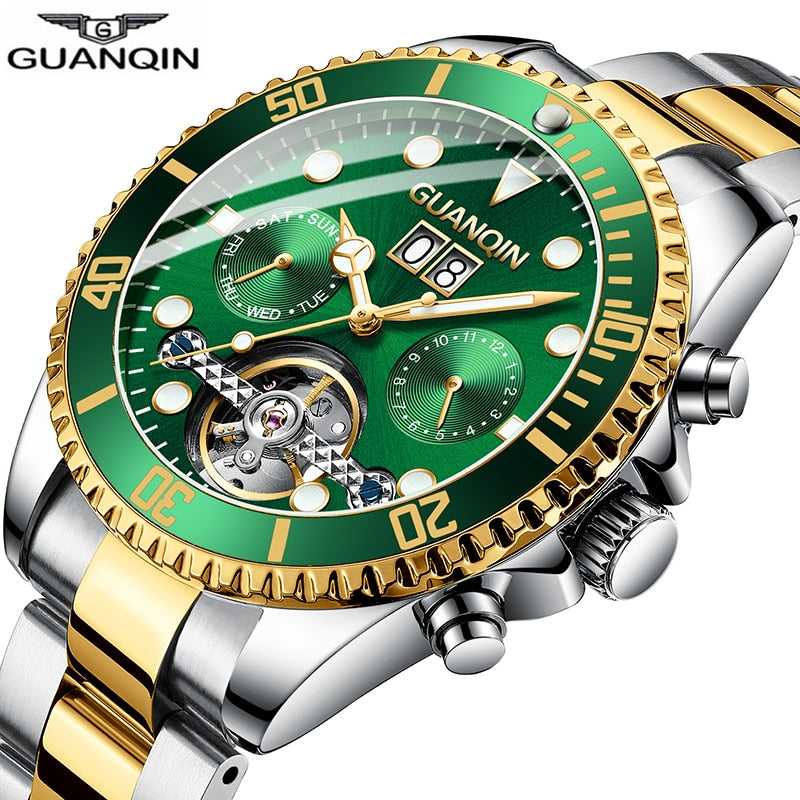 2020 New GUANQIN Clock Automatic diving watch mechanical swimming waterproof Tourbillon style clock men luxury relogio masculino