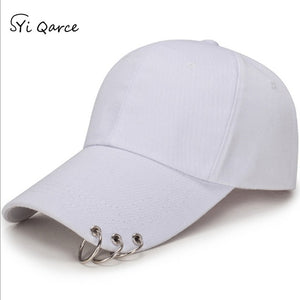 SYi Qarce High Quality Adjustable Baseball Hat with ring Outdoor Sports Sun Cap for Women Men Fashion Snapback Hat NM434-36