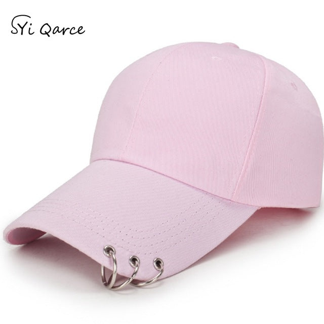 SYi Qarce High Quality Adjustable Baseball Hat with ring Outdoor Sports Sun Cap for Women Men Fashion Snapback Hat NM434-36