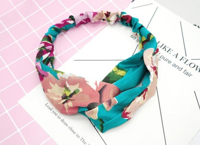 Fashion Women Girls   Bohemian Hair Bands Print Headbands Vintage Cross Turban Bandage Bandanas HairBands Hair Accessories