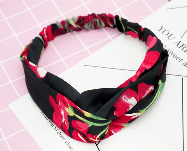 Fashion Women Girls   Bohemian Hair Bands Print Headbands Vintage Cross Turban Bandage Bandanas HairBands Hair Accessories