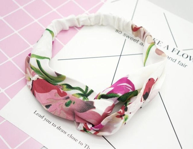 Fashion Women Girls   Bohemian Hair Bands Print Headbands Vintage Cross Turban Bandage Bandanas HairBands Hair Accessories