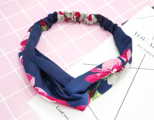 Fashion Women Girls   Bohemian Hair Bands Print Headbands Vintage Cross Turban Bandage Bandanas HairBands Hair Accessories