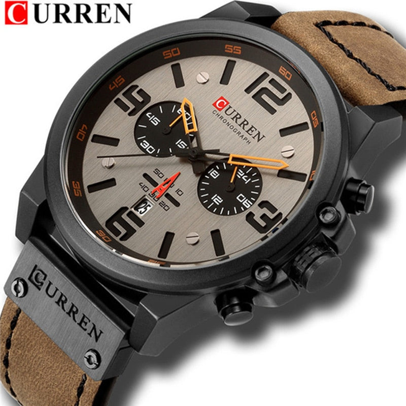 Top New CURREN 8314  Watches Top Brand Luxury Men Military Sport Wristwatch Leather Quartz Watch Waterproof Relogio Masculino