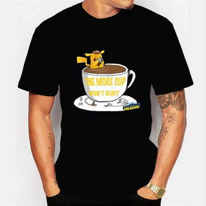 2020 NO COFFEE NO WORKEE T Shirt PIKACHU POKEMON-pika Tshirt O-Neck Short Funny Mens Shirts T Shirts Pokemon-pikachu Men Tops Tees