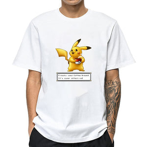 2020 NO COFFEE NO WORKEE T Shirt PIKACHU POKEMON-pika Tshirt O-Neck Short Funny Mens Shirts T Shirts Pokemon-pikachu Men Tops Tees