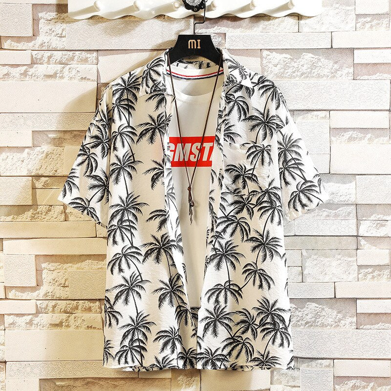 Print Merk Zomer Heet Verkoop Mannen Strand Shirt Fashion Korte Mouw Bloemen Losse Casual Shirts Plus Aziatische Grootte M-4XL 5XL Hawaiian