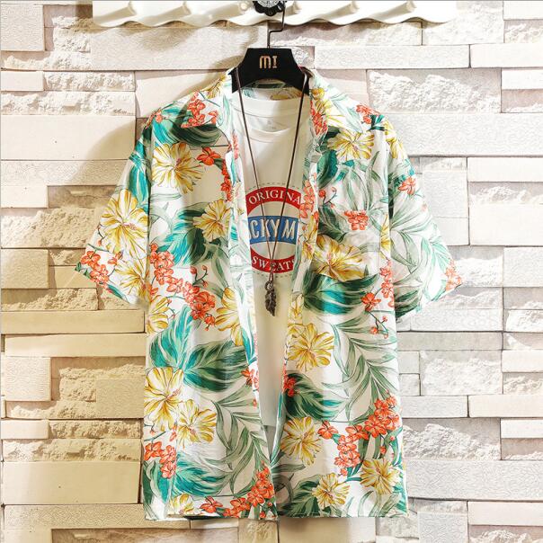 Print Merk Zomer Heet Verkoop Mannen Strand Shirt Fashion Korte Mouw Bloemen Losse Casual Shirts Plus Aziatische Grootte M-4XL 5XL Hawaiian