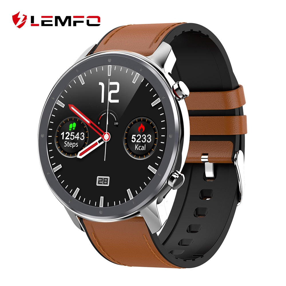 LEMFO 2020 New ECG Smart Watch Men 1.3 Inch HD Full Touch Screen IP68 Waterproof Heart Rate Monitor Smartwatch 60 Days Standby