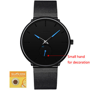 DONROSIN Men Casual Slim Black Mesh Steel Wrist Sport Watch Fashion Mens Watches Top Brand Luxury Quartz Watch Relogio Masculino