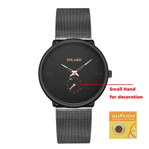 DONROSIN Men Casual Slim Black Mesh Steel Wrist Sport Watch Fashion Mens Watches Top Brand Luxury Quartz Watch Relogio Masculino