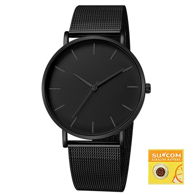 DONROSIN Men Casual Slim Black Mesh Steel Wrist Sport Watch Fashion Mens Watches Top Brand Luxury Quartz Watch Relogio Masculino