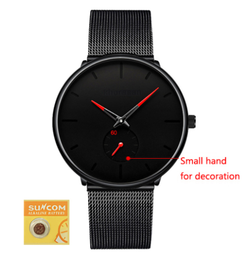 DONROSIN Men Casual Slim Black Mesh Steel Wrist Sport Watch Fashion Mens Watches Top Brand Luxury Quartz Watch Relogio Masculino