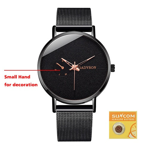 DONROSIN Men Casual Slim Black Mesh Steel Wrist Sport Watch Fashion Mens Watches Top Brand Luxury Quartz Watch Relogio Masculino