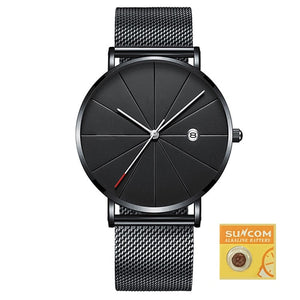 DONROSIN Men Casual Slim Black Mesh Steel Wrist Sport Watch Fashion Mens Watches Top Brand Luxury Quartz Watch Relogio Masculino