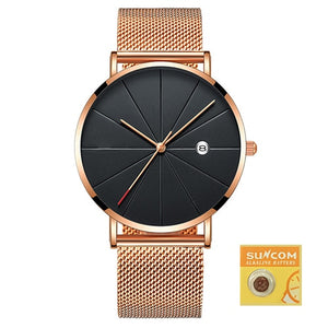 DONROSIN Men Casual Slim Black Mesh Steel Wrist Sport Watch Fashion Mens Watches Top Brand Luxury Quartz Watch Relogio Masculino