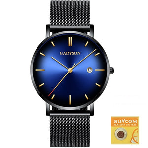 DONROSIN Men Casual Slim Black Mesh Steel Wrist Sport Watch Fashion Mens Watches Top Brand Luxury Quartz Watch Relogio Masculino