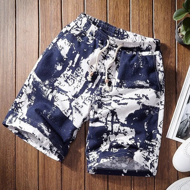 Mens Shorts Casual Shorts Men Drawstring Printed male 2020 Streetwear Summer Fashion Men Shorts Cotton Linen Beach