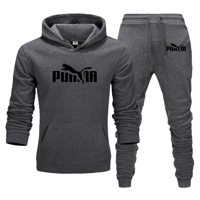 Men's Track Field Sportswear Fleece Thickened Hooded Boutique Clothing Casual Hoodies Suit Jacket + Pants Warm Winter Sweatshirt